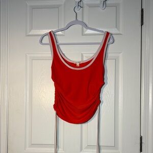Derek Heart Red Ruched Tank Top